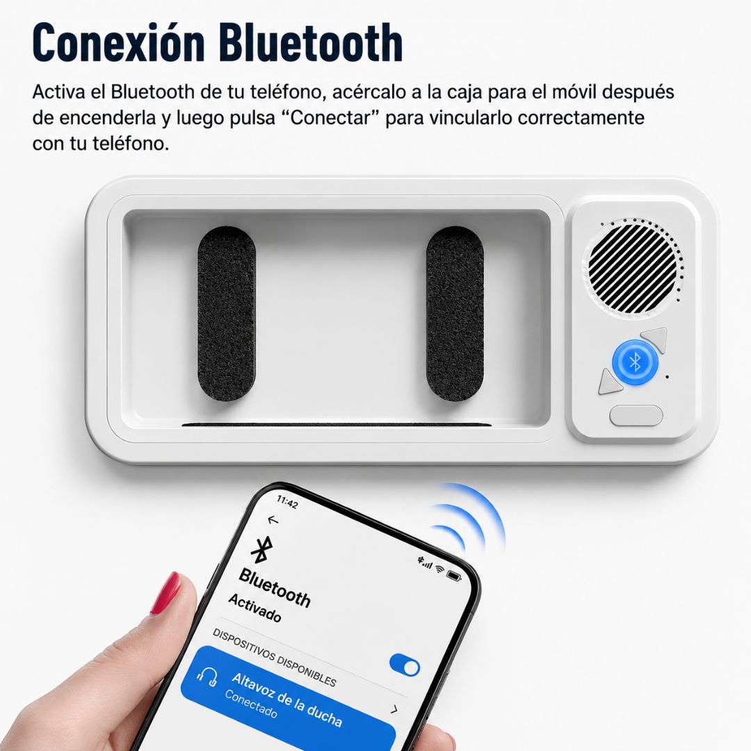 ShowerPod | Soporte Impermeable con Altavoz Bluetooth
